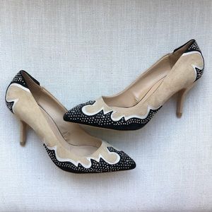 Zara Suede Colorblock Heels